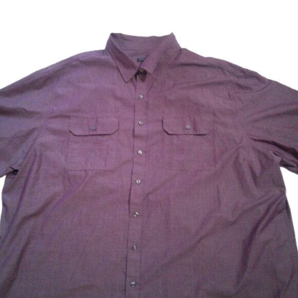 Synrgy by DXL Button up 4XL Maroon Shirt Casual Button Front Short Sleeve Shirt - Picture 6 of 6